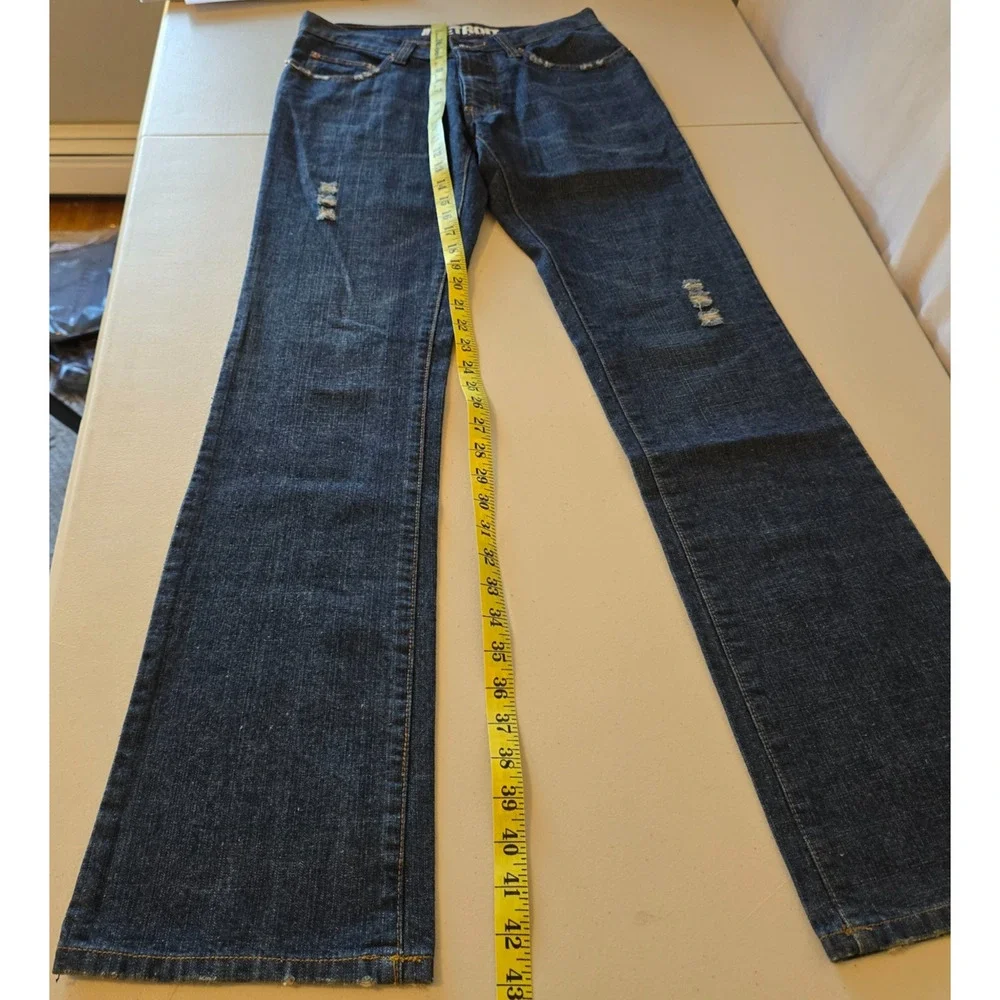 Detroit Denim Button Fly Jeans Men's 28 x 31 Blue Dark Wash Distressed EUC